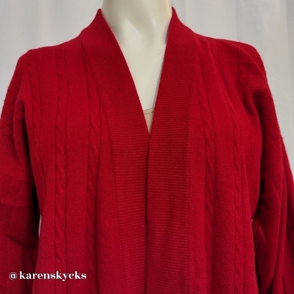 𝅺cashmere (2 ply) Vintage I. Magnin Sz Small Red Cardigan - Picture 1 of 6